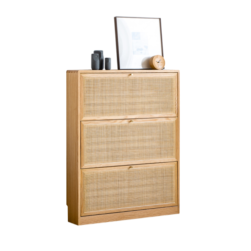 Solidwood Calamo Rattan Shoe Cabinet 68cm Storage Organisation Urban Sales